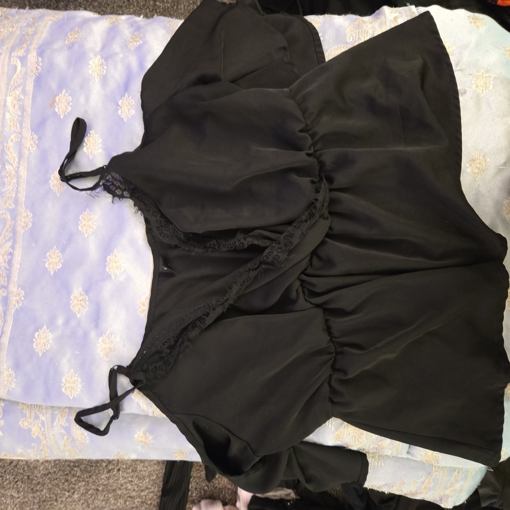 Elegant Black Lace Trim Blouse